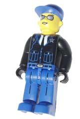 LEGO Minifigure-Police - Blue Legs, Black Jacket, Blue Cap, Sunglasses-4 Juniors-4J008-Creative Brick Builders